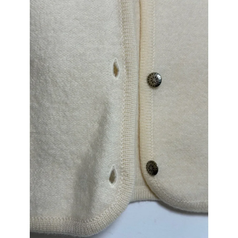 Pendleton Originals Cream 100% Wool Button Front Mock Neck Vest Women XL Vintage